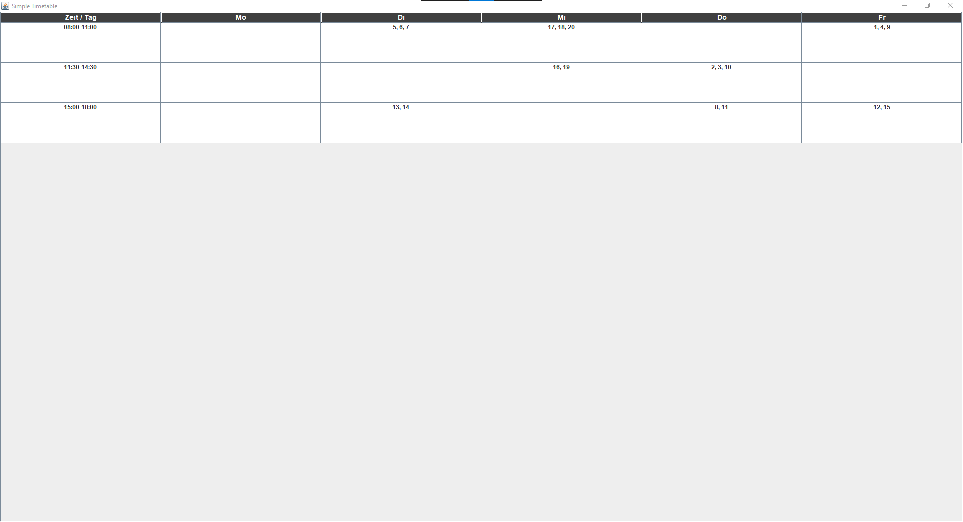 Simpler Stundenplan